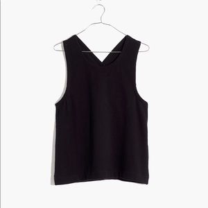 Madewell Ottoman Jacquard Cross-Back TankTop Black
